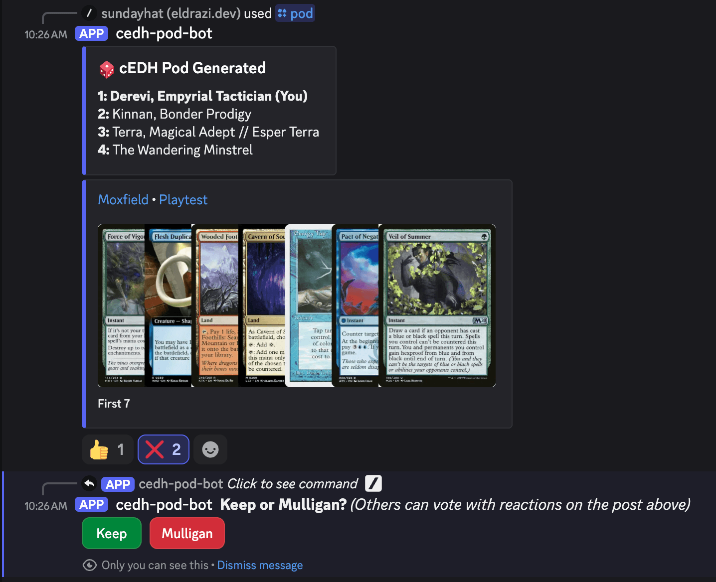cEDH Pod Bot in action